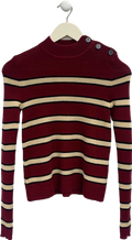 Isabel Marant Étoile Burgundy Striped Button-Shoulder Sweater UK 6