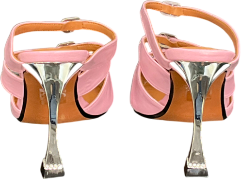 River Island Pink Print Triple Buckle Heeled Mule UK 6 EU 39 👠