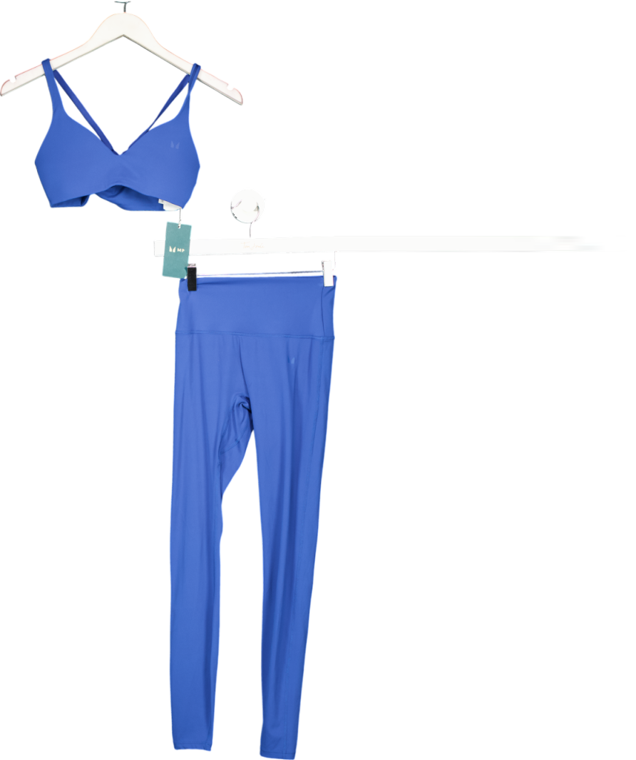 My Protein Blue Tempo Twist Back Sports Bra (s) And Leggings Set UK XS