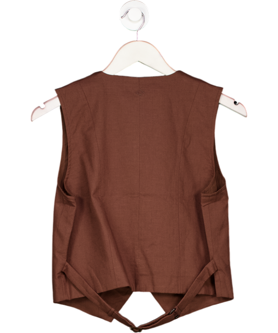 The Couture Club Brown Linen Blend Waistcoat UK 8