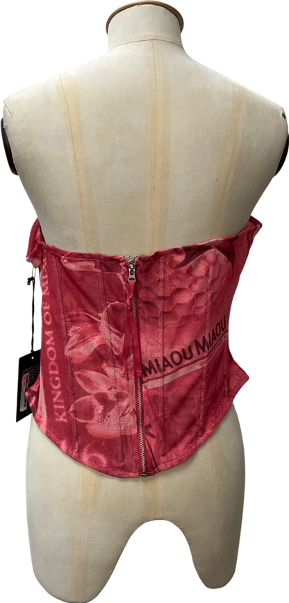 Urban Outfitters Red Miaou Exclusive Peri Stamp Corset UK L