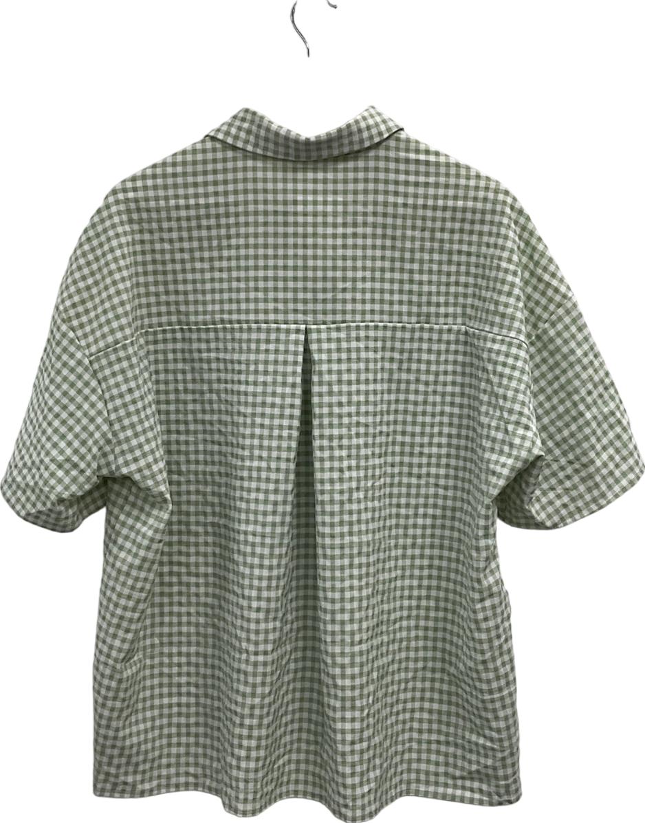 boohoo Green Gingham Boxy Short Sleeve Shirt UK 14