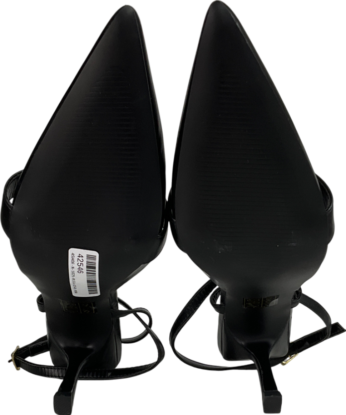 Public Desire Smooch Black Buckle Detail Slingback Mid Heel Court Shoe UK 6 EU 39 👠