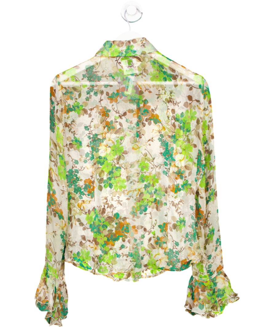 Dolce & Gabbana Green Silk Floral Blouse UK 8
