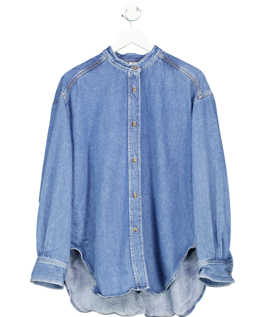 Arket Blue Stand-collar Denim Shirt UK 12