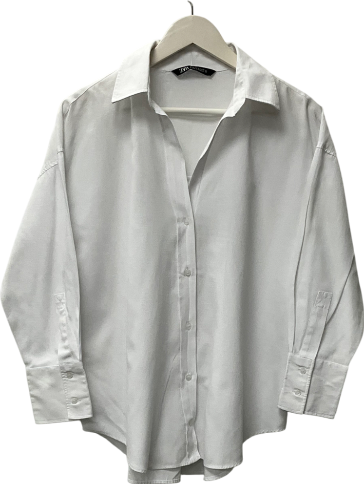 ZARA White Cotton Oxford Shirt UK S