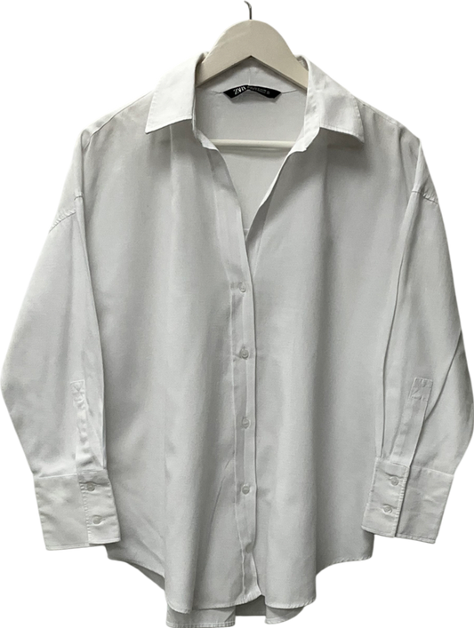 ZARA White Cotton Oxford Shirt UK S