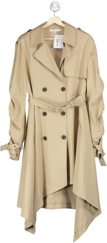 Jonathan Simkhai Beige Twill Tucked Sleeve Trench Coat In Neutral UK S