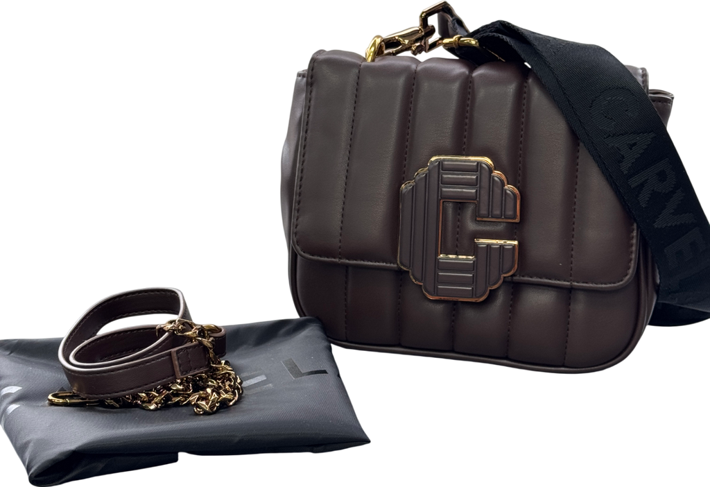 Carvela Chocolate Brown Signature C Quilt Bag With Shoulder Strap