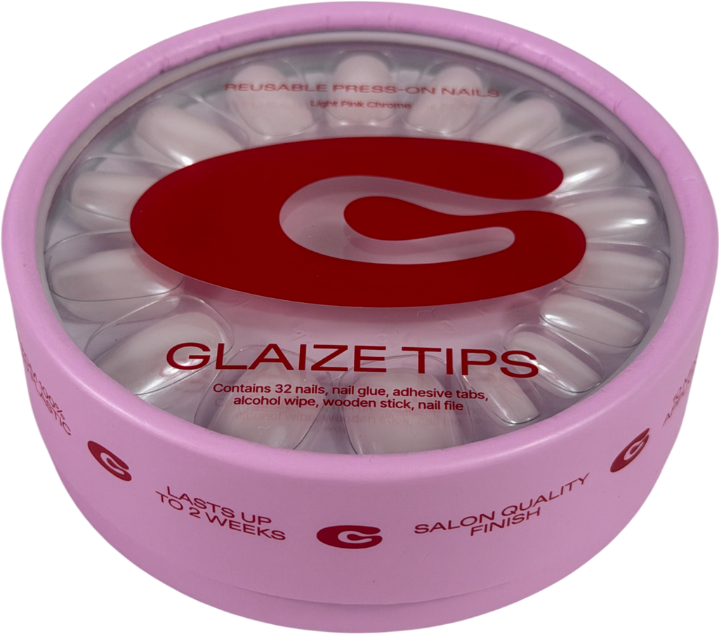 Glaize Press On Nails Light Pink Chrome 32