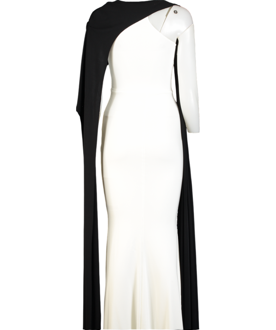 Club L Vianna White Strapless Maxi Dress With Black Cape UK 6