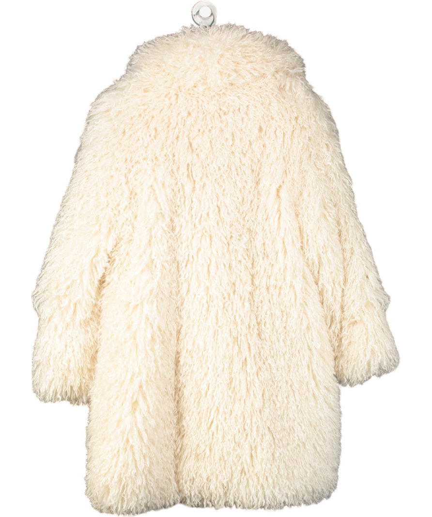 Next Cream Faux Fur Mid Length Coat UK L