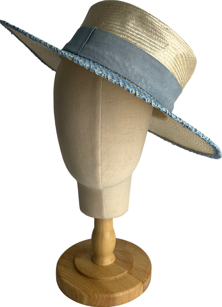 vivien sheriff Blue Spin Wheel Straw Hat