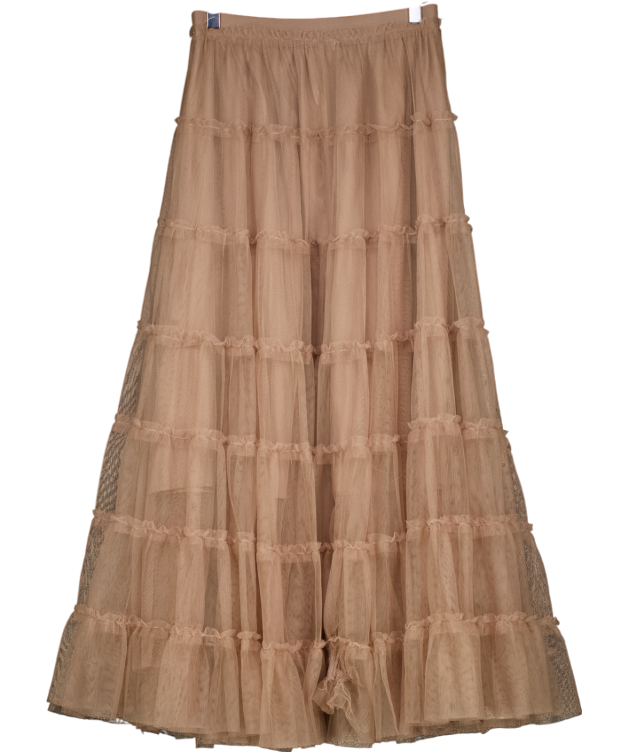 Choklate Beige Tulle Maxi Skirt UK M