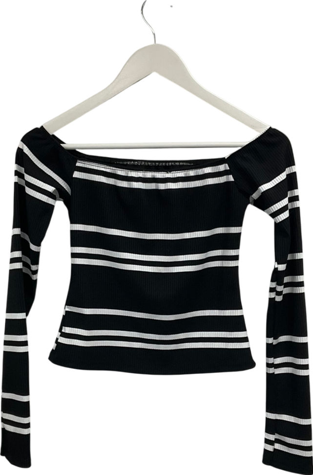 ASOS Black Striped Off The Shoulder Top UK S