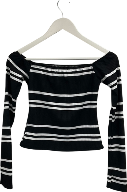 ASOS Black Striped Off The Shoulder Top UK S