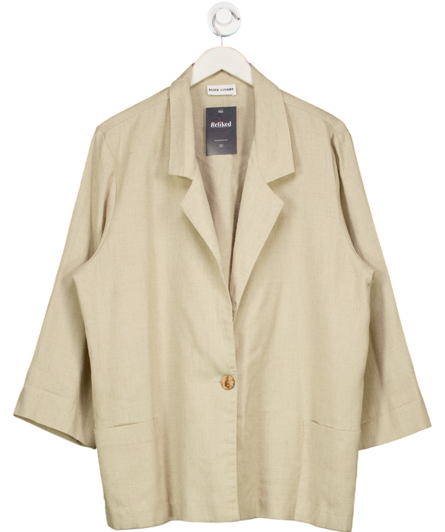 Alice Stuart Beige Oversized Linen Blazer UK L