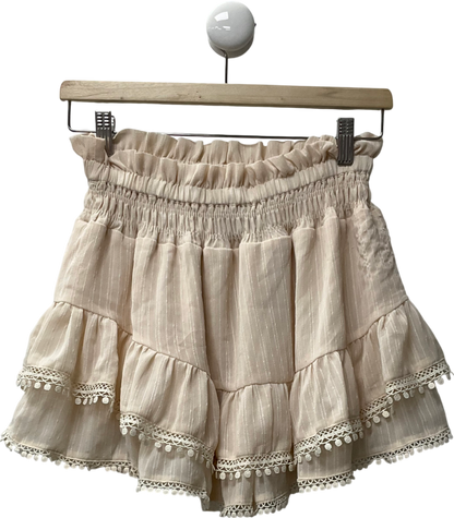 Noughts & Kisses Beige Frill Mini Skirt UK S