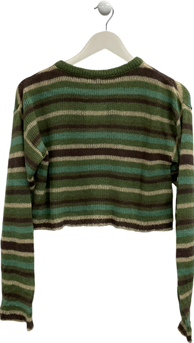 Urban Outfitters Green Crew Neck Striped Cardigan UK S