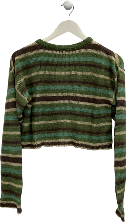 Urban Outfitters Green Crew Neck Striped Cardigan UK S