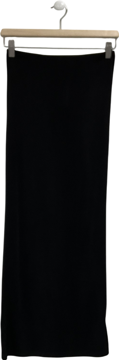 edikted Black Dirt Knit Ribbed Tube Skirt UK S