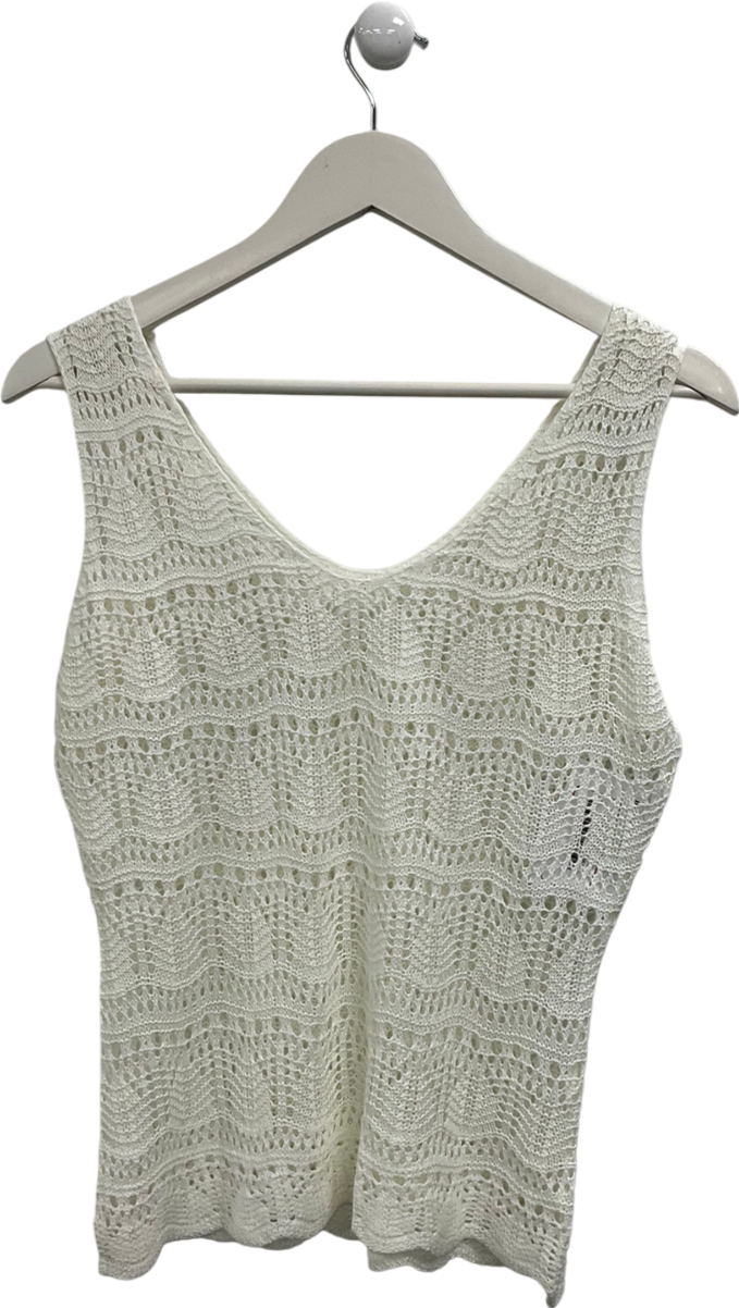 Cream Crochet Tank Top UK S