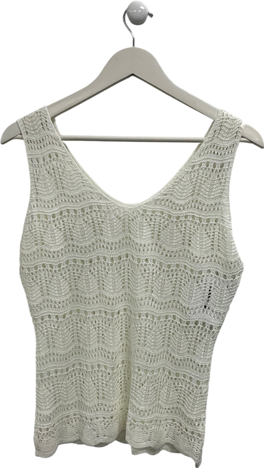 Cream Crochet Tank Top UK S