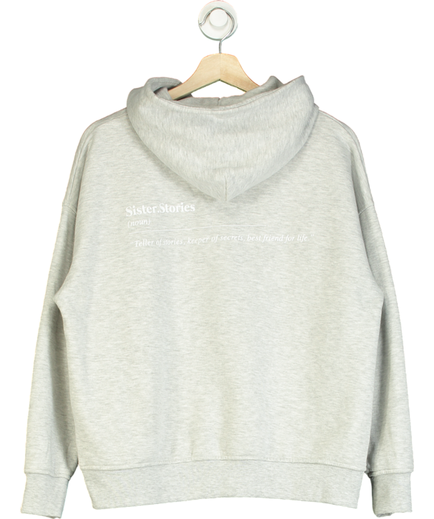 Sister.Stories Grey Printed Cosy Oversized Hoodie UK XS