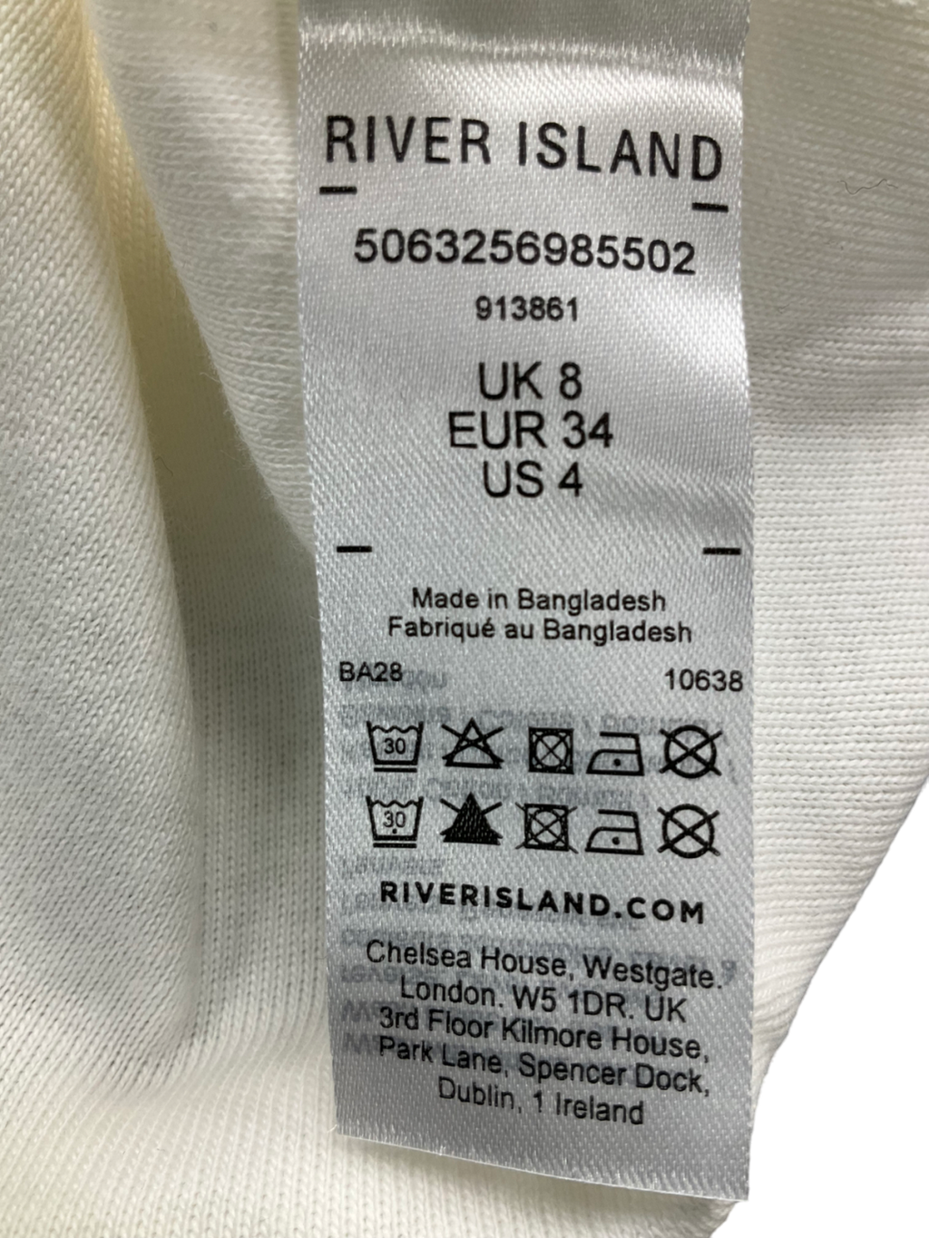 River Island White Classic Vest UK 8