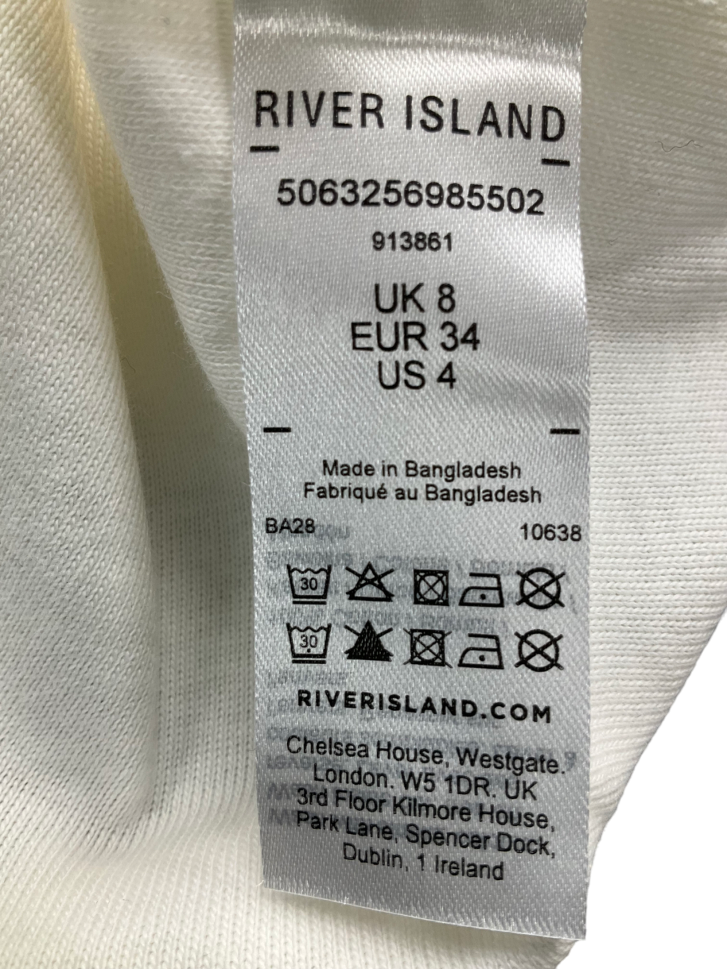 River Island White Classic Vest UK 8