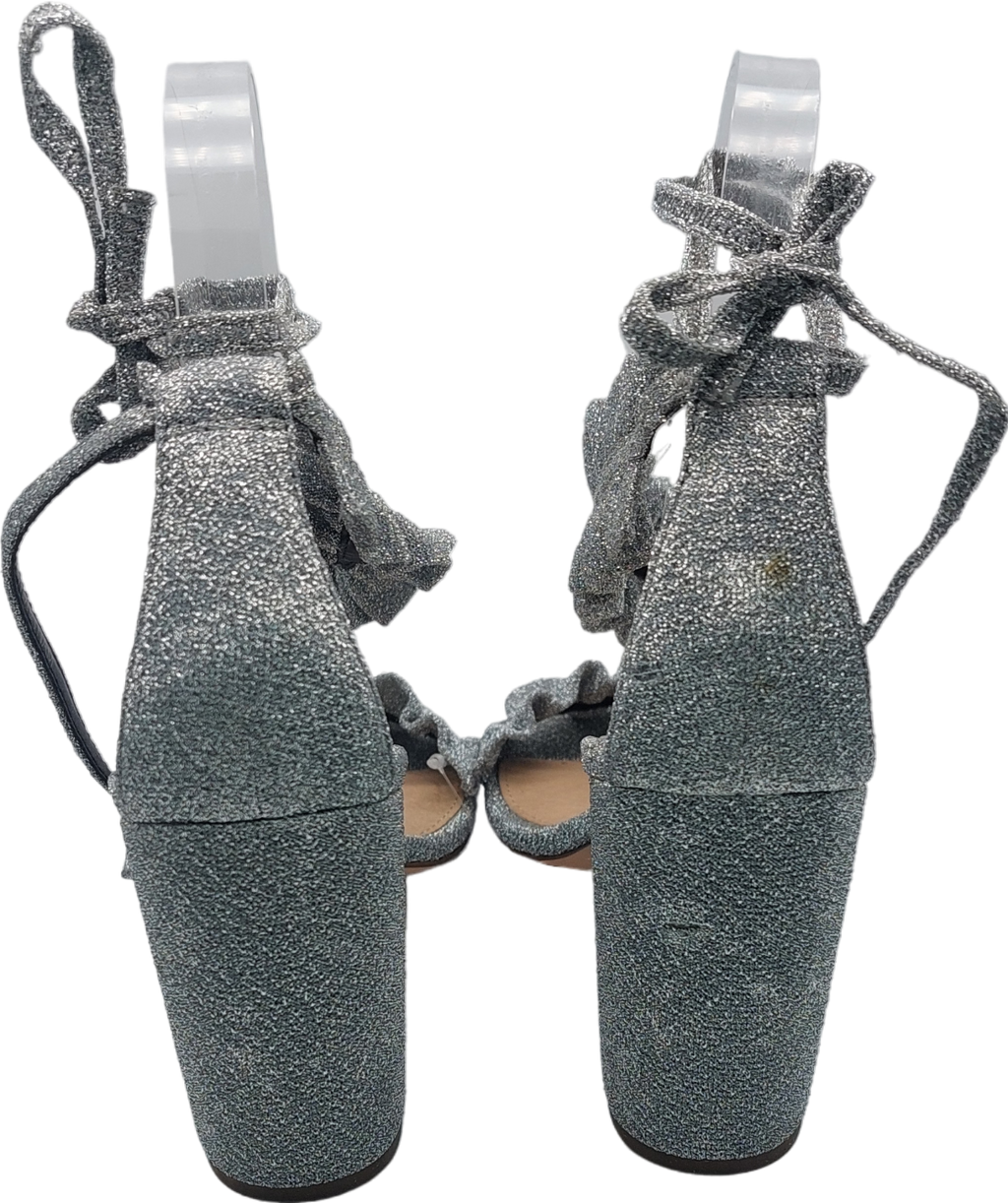 Topshop Chunky Heel Metallic Ankle Tie Sandals UK 3 EU 36 👠