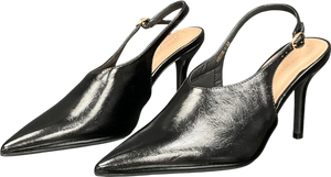 New Look Black High Vamp Faux Leather Slingback Heels UK 5 EU 38