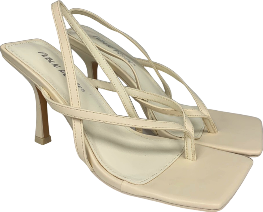 Public Desire Cream Strappy Heels UK 5