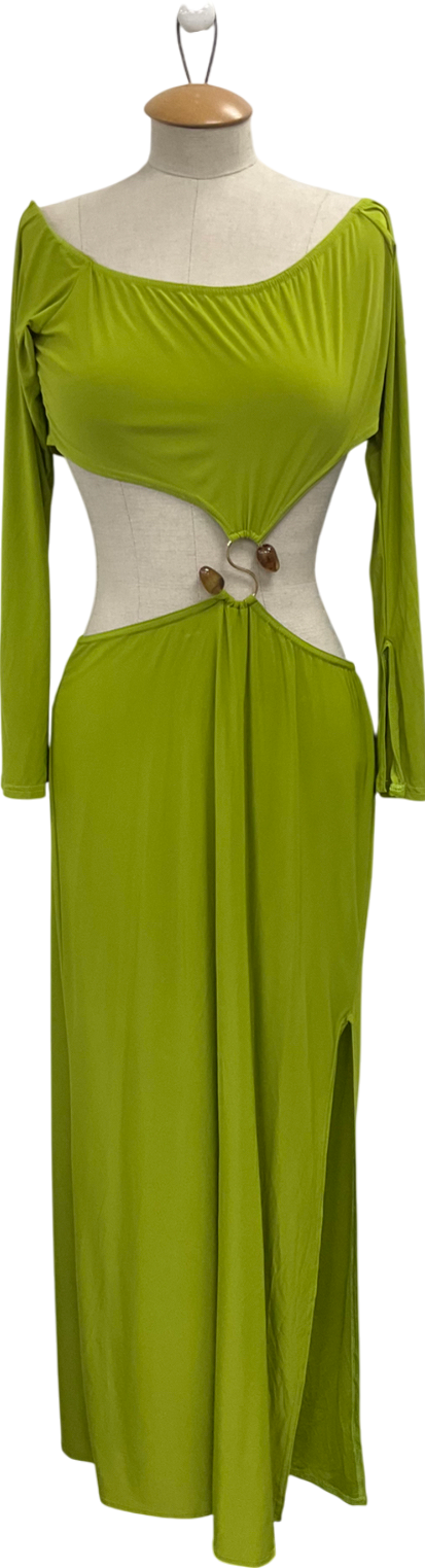 boohoo Green Molly Smith Cut Out Trim Detail Maxi Dress UK 14