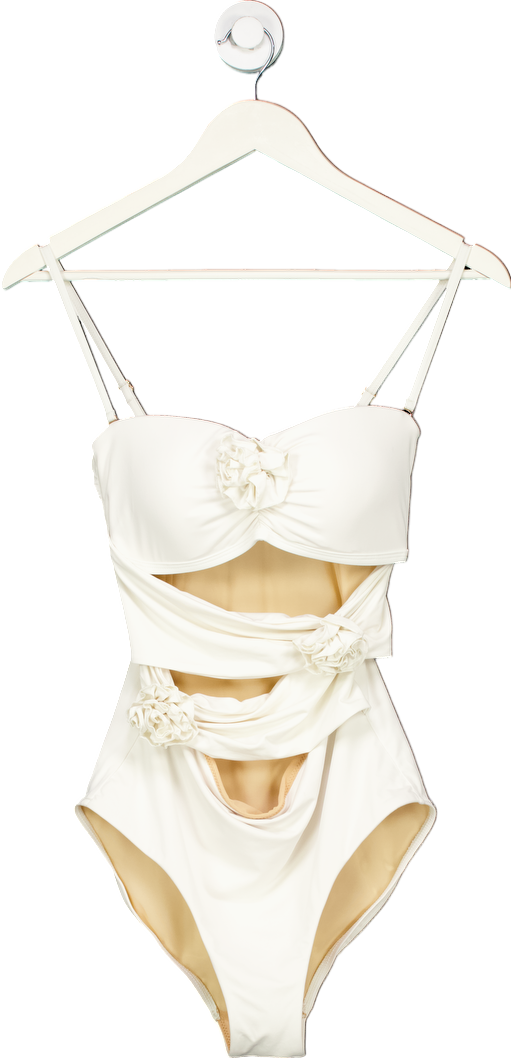 Sea Level Swim Casa Del Mar Flower Bandeau Swimsuit - Coconut UK 10