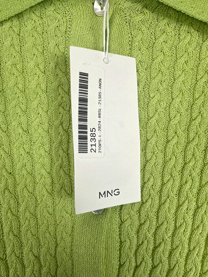 MNG Lime Green Cable Knit Cardigan Size L