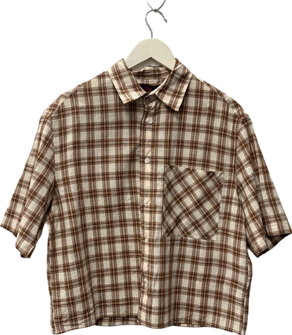 Zara Brown Checkered Shirt UK S