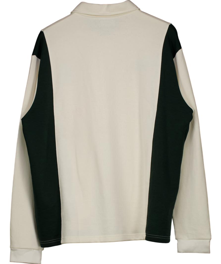 boohooMan Cream Stripe Rugby Polo Shirt UK L