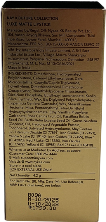 KAY BEAUTY Falguni Shane Peacock Luxe Matte Lipstick Runway Showstopper 4.2g