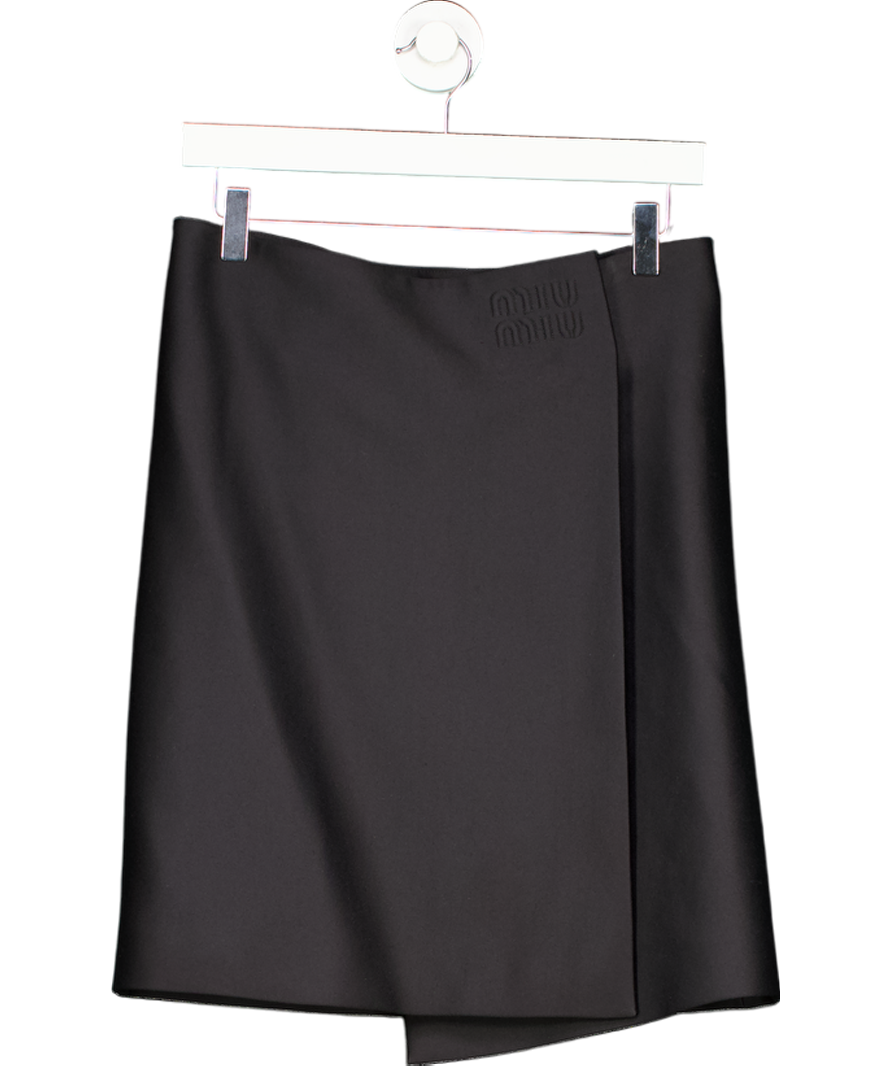 MIU MIU Black Wool Blend Wrap Skirt UK 8