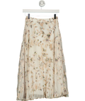 REISS Cream Alisandra Floral Print Pleated Skirt UK 4