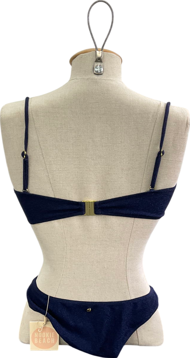 nookie beach Blue Navy Lurex Bikini Set UK M