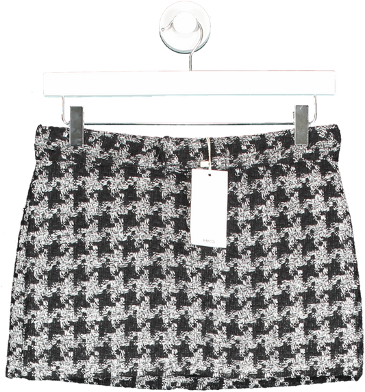 MANGO Black / Grey Tweed Mini Skirt UK 4