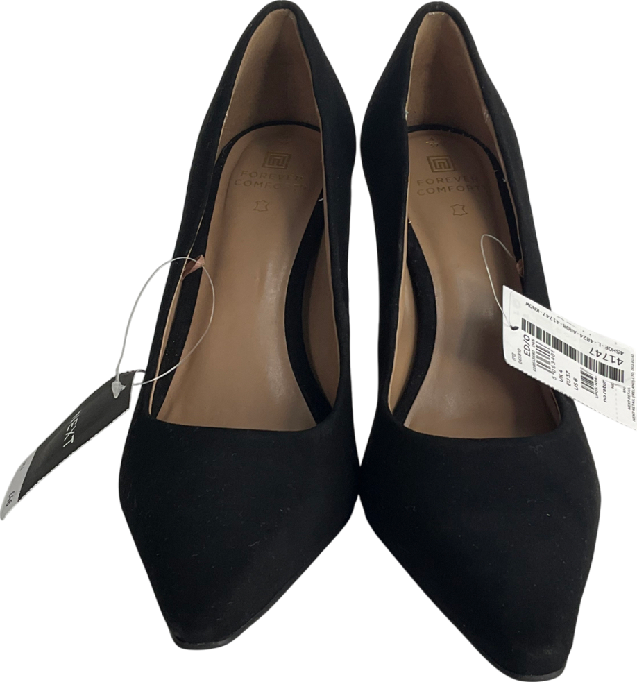 Next Black Forever Comfort® Leather Chisel Toe Heel Court Shoes UK 4 EU 37 👠