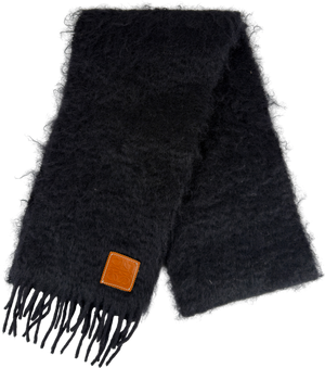 Loewe Black Mohair-blend Anagram Logo patch Scarf