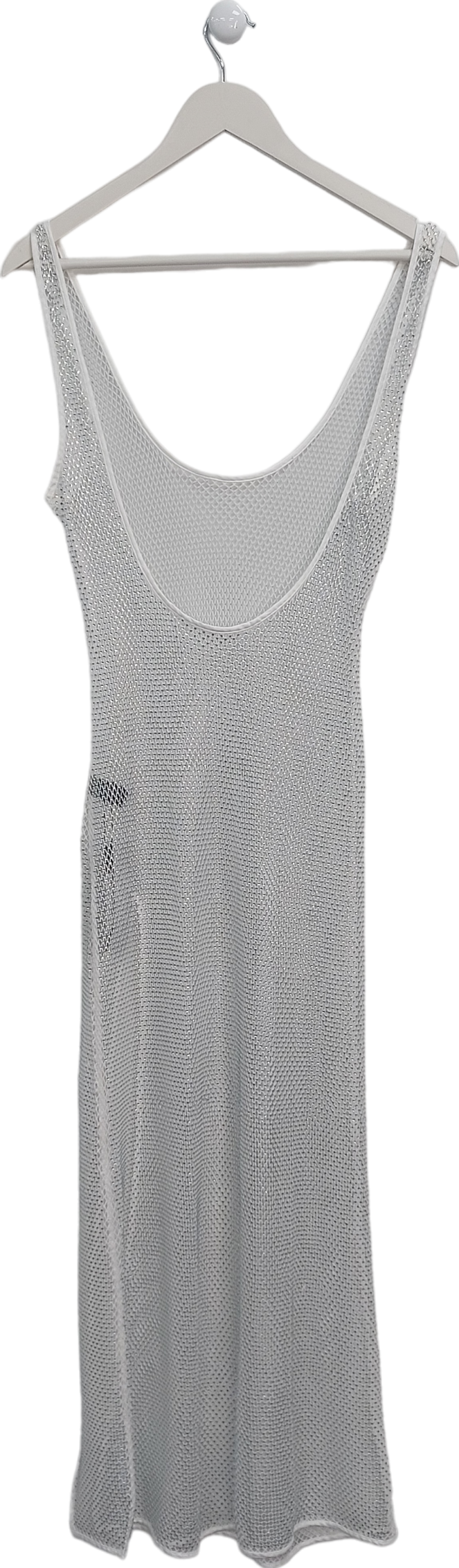 ALT White Open Mesh Dimante Dress UK S