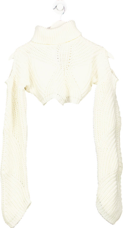 PrettyLittleThing White Cut-Out Knit Sweater UK XS