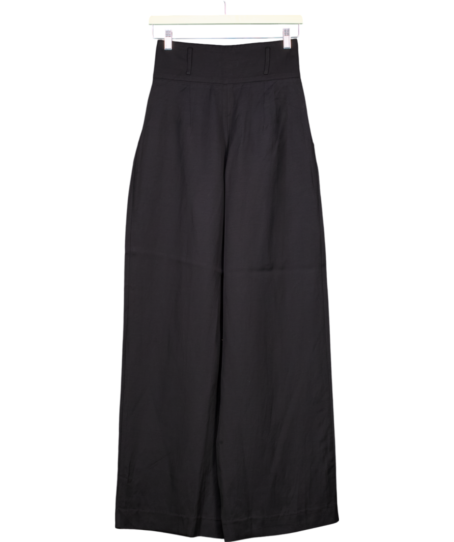 Karen Millen Black Tailored Viscose Linen Wide Leg Trouser UK 6