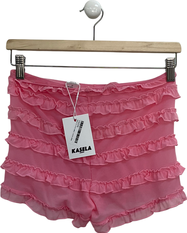 Kasela Pink Ruffle Mesh Shorts UK M