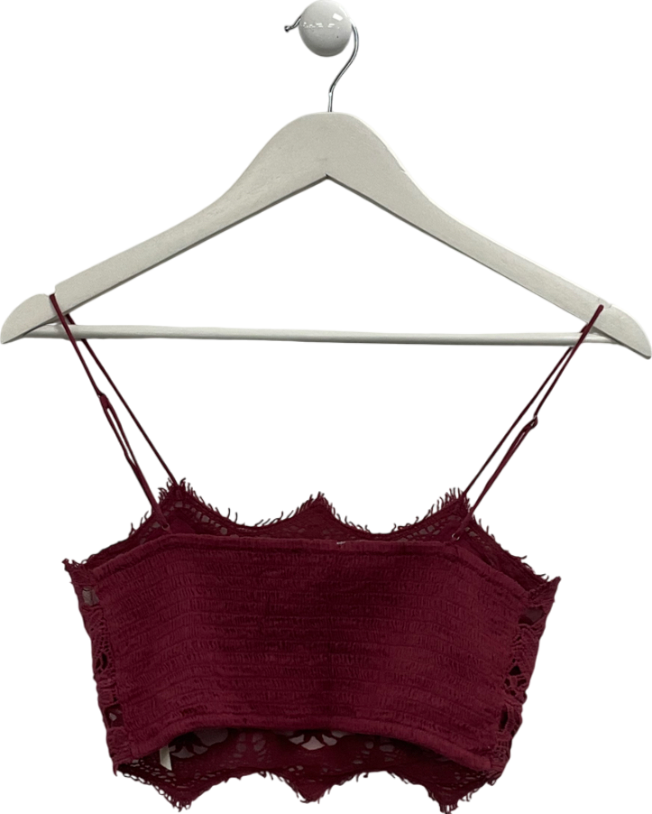 Free People Athena Scallop Crochet Bralette in Wine  UK S